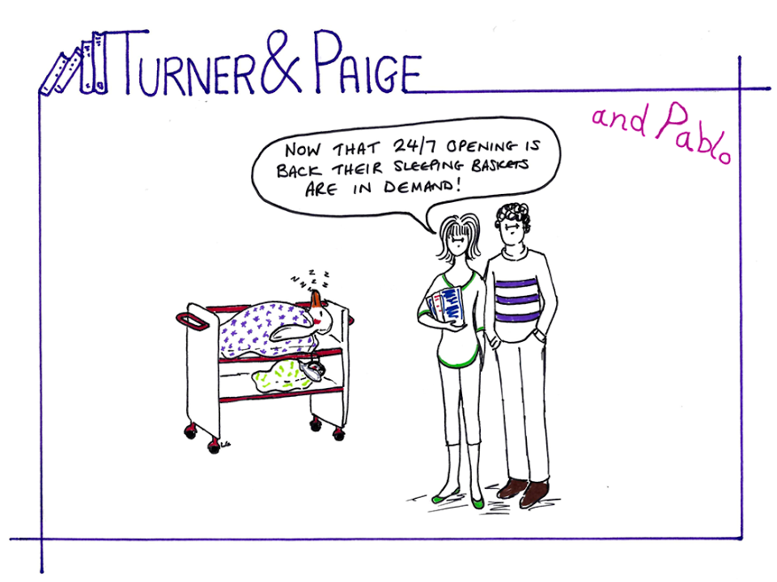 Turner, Paige and Pablo cartoon. No. 37: Pablo and Pip take a nap