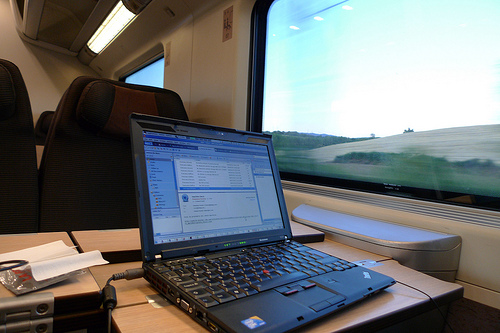 laptop train photo